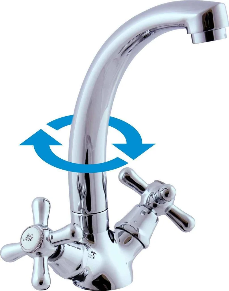 Mélangeur de lavabo haut MORAVA avec bras pivotant en laiton chromé, hauteur 17,6 cm