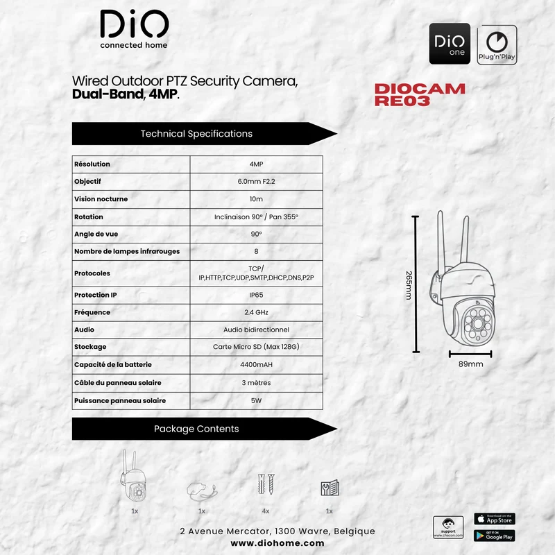 4MP Wired Outdoor Rotating Camera, Dual Band