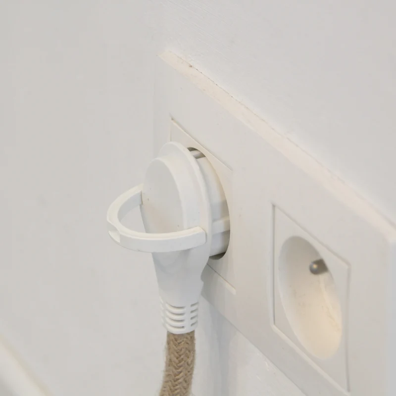 Linen textile extension cord - with white flat plug - 3m