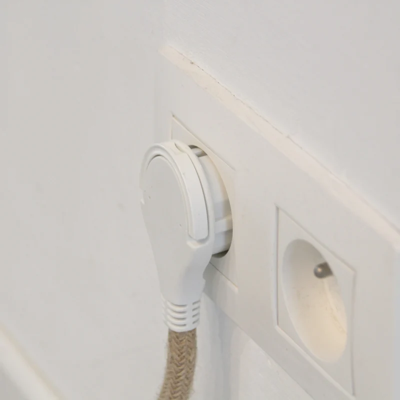 Linen textile extension cord - with white flat plug - 3m