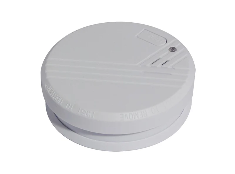 Optical smoke detector with 9-V lithium battery