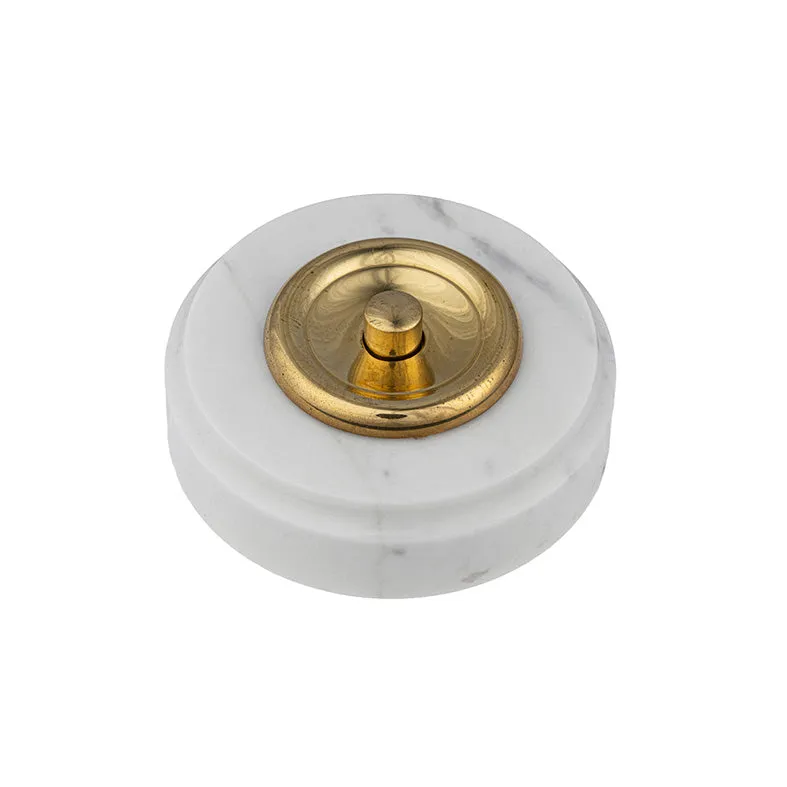 Sonnette filaire marbre royal blanc collerette laiton