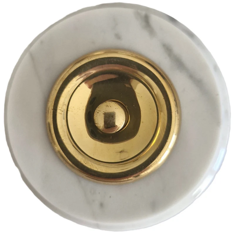 Sonnette filaire marbre royal blanc collerette laiton