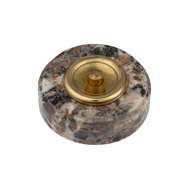 Sonnette filaire marbre royal gris taupe collerette laiton