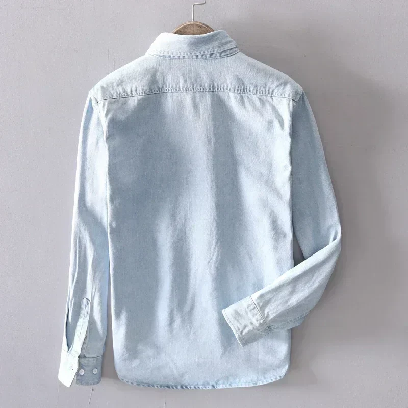 Chemise en Jean 100% Coton à Manches Longues pour Hommes