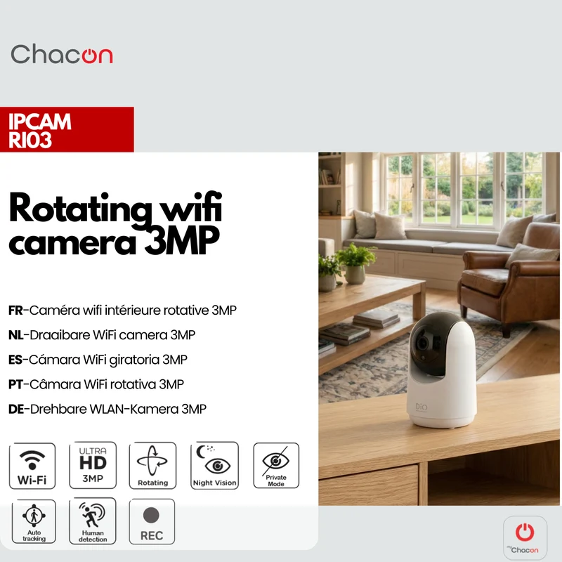 Indoor rotating HD WiFi camera - 3 MP