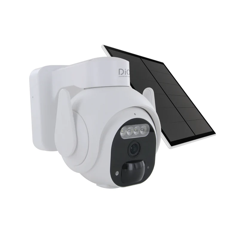Wireless motorized outdoor WiFi dome camera with solar panel