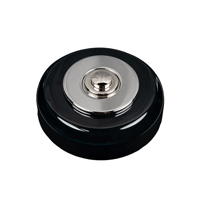Sonnette filaire porcelaine noir collerette chrome