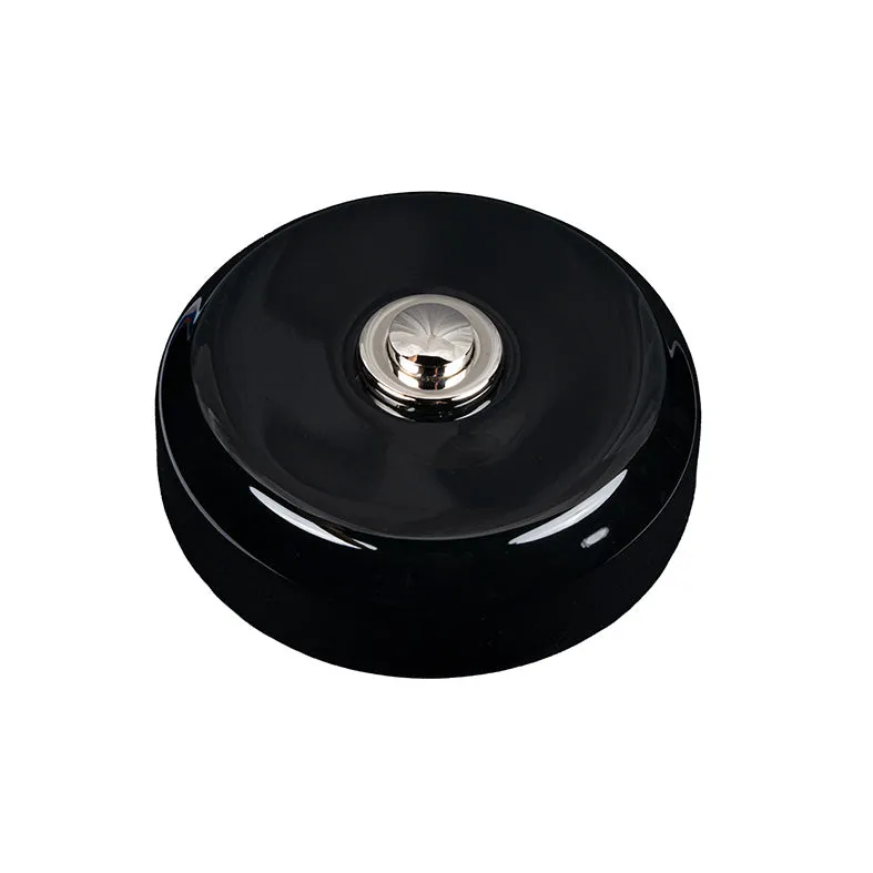 Sonnette filaire porcelaine noir bouton chrome