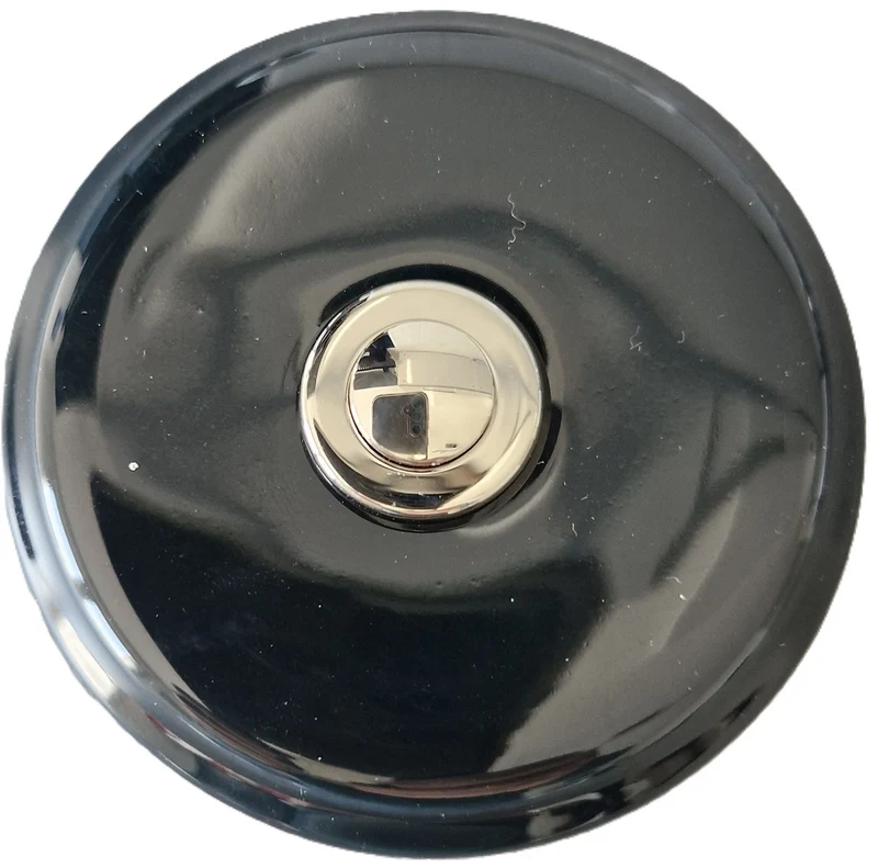 Sonnette filaire porcelaine noir bouton chrome
