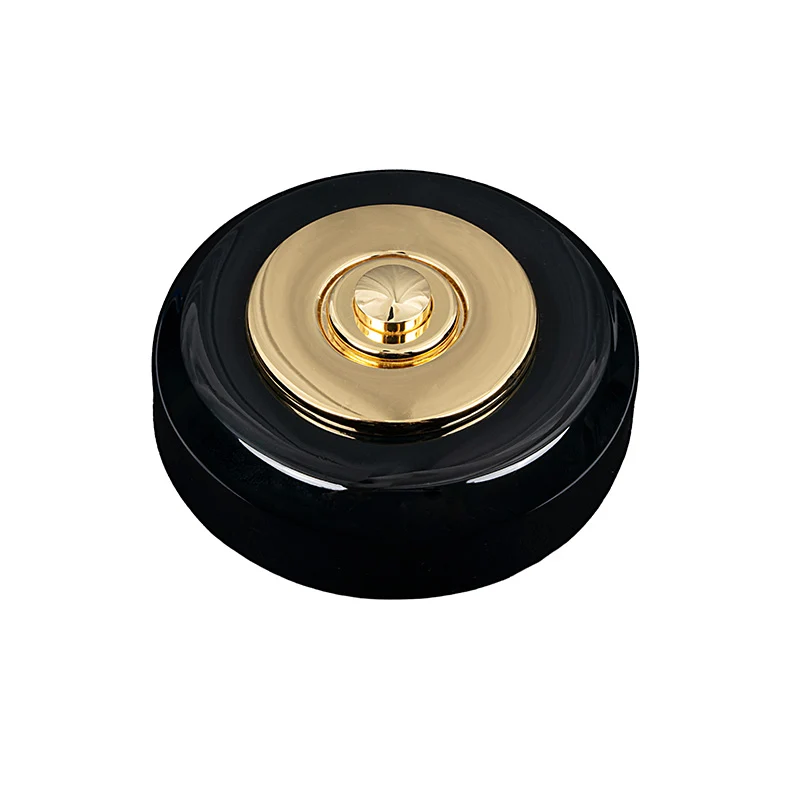 Sonnette filaire porcelaine noir collerette laiton
