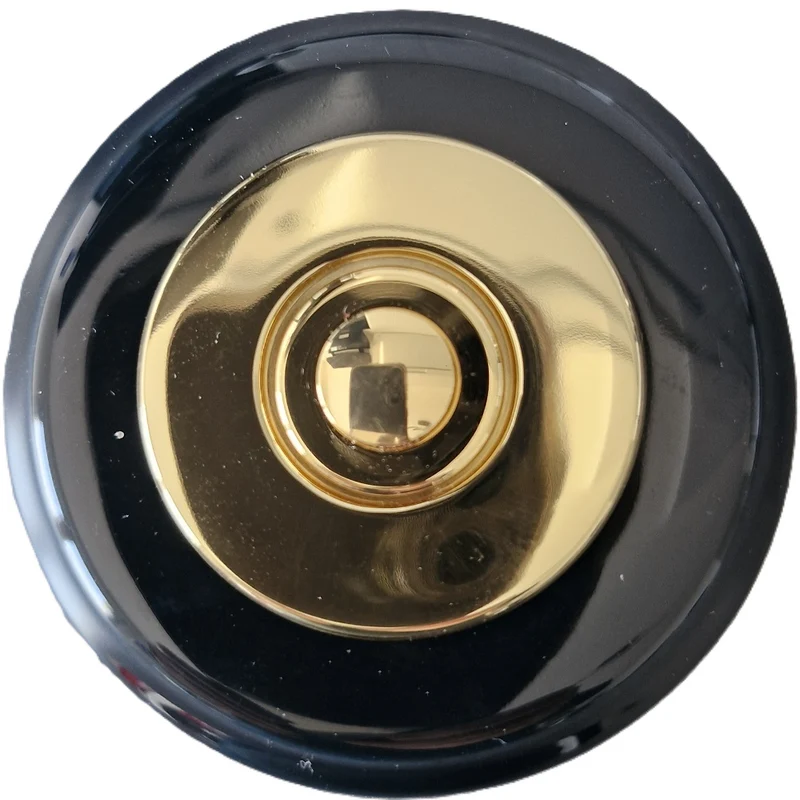 Sonnette filaire porcelaine noir collerette laiton