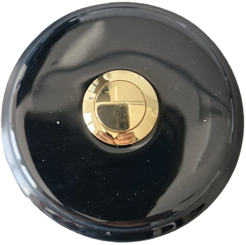 Sonnette filaire porcelaine noir bouton laiton