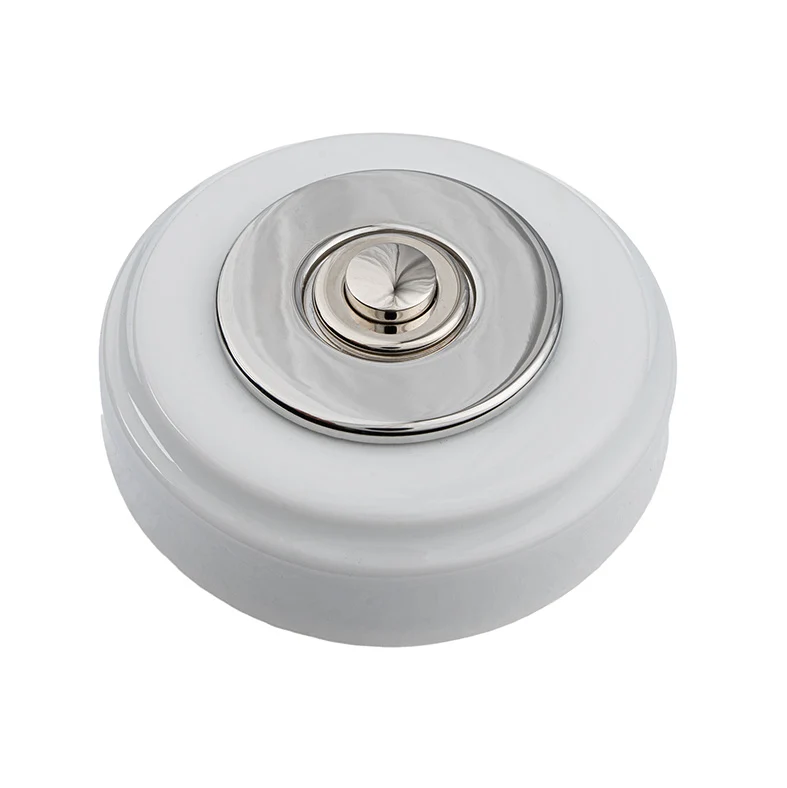 Sonnette filaire porcelaine blanc collerette chrome