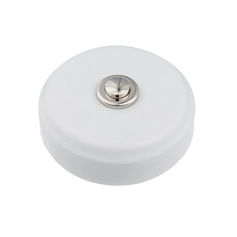 Sonnette filaire porcelaine blanc bouton chrome