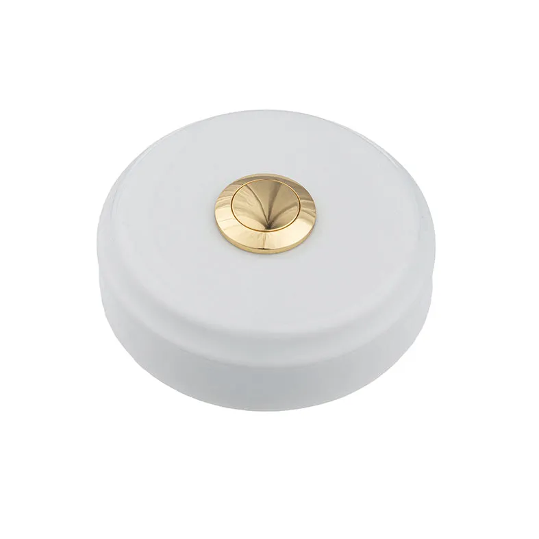 Sonnette filaire porcelaine blanc bouton laiton