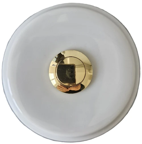 Sonnette filaire porcelaine blanc bouton laiton