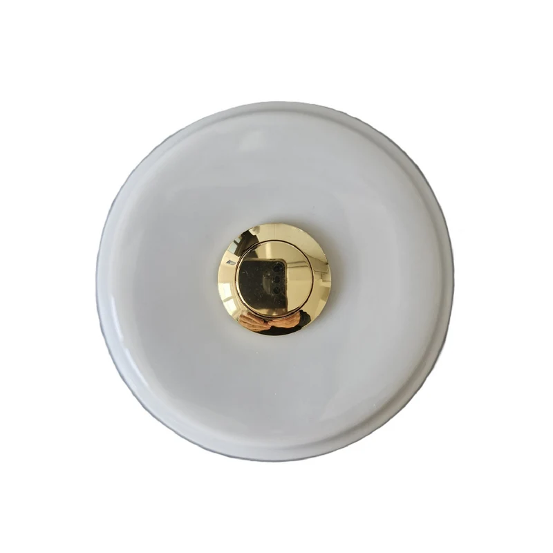 Sonnette filaire porcelaine blanc bouton laiton