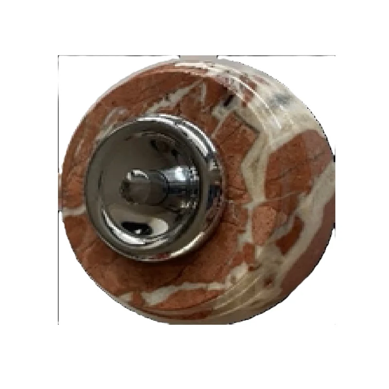 Sonnette filaire marbre royal rouge avec marbrures collerette chrome