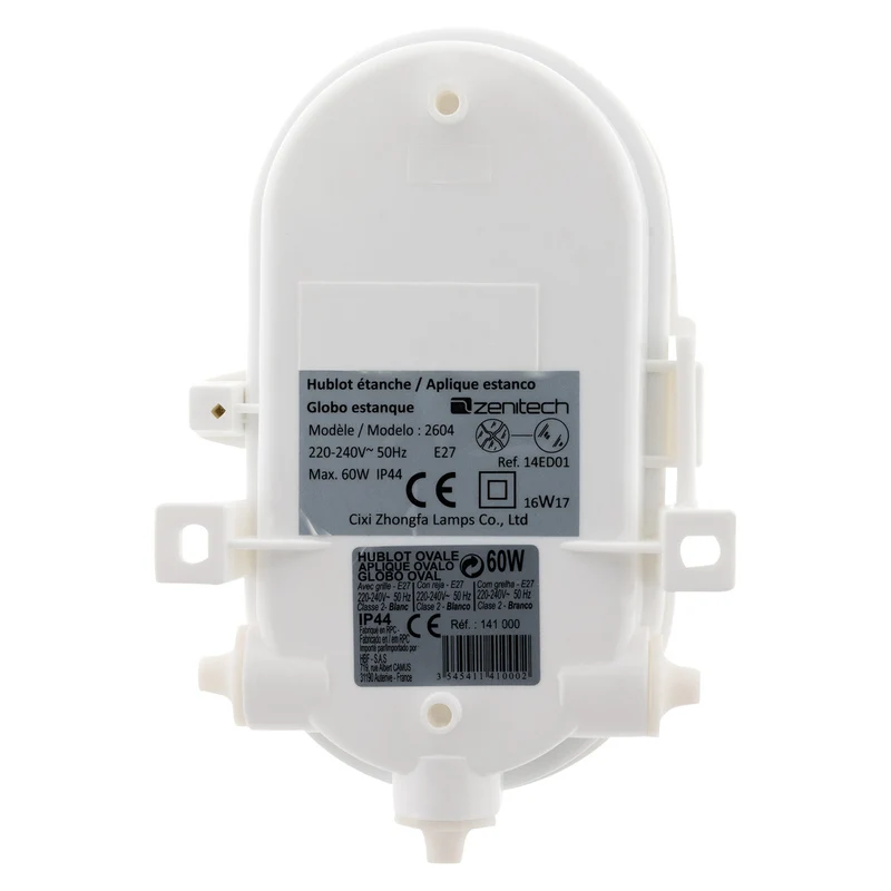 Hublot ovale extérieur IP44 + ampoule LED - Zenitech
