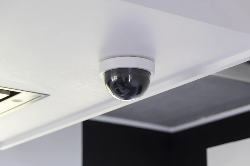 Dummy dome camera with blue LED