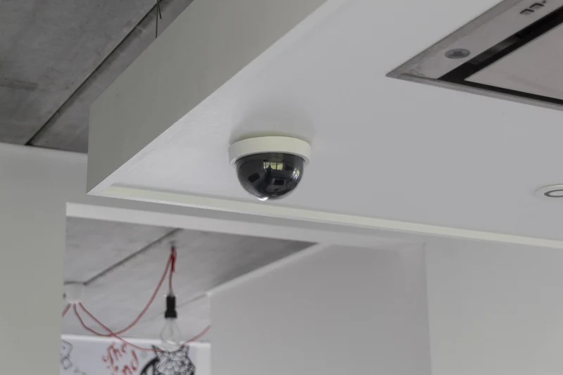 Dummy dome camera with blue LED