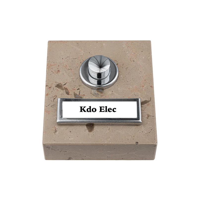 Sonnette filaire marbre royal comblanchien bouton chrome avec étiquette