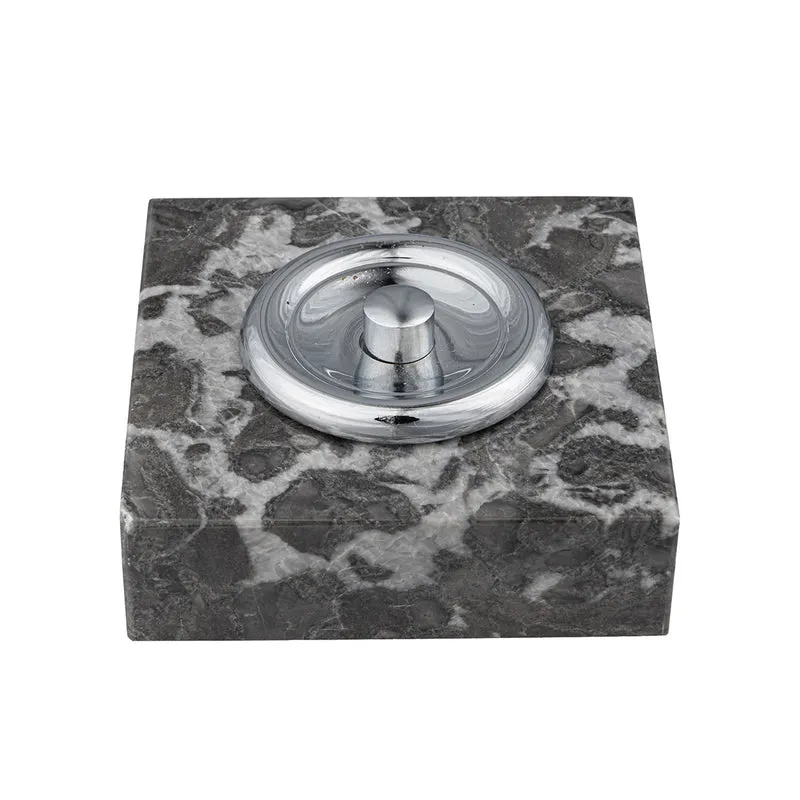 Sonnette filaire marbre royal gris taupe collerette chrome