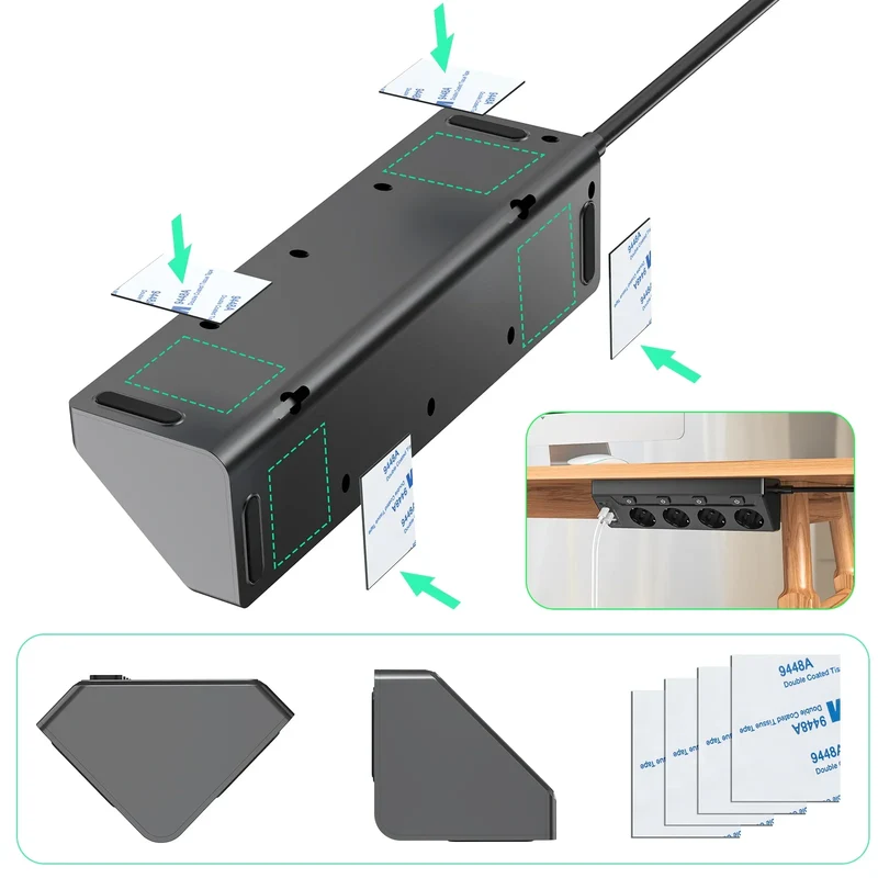 Multiprise Angle 4 Voies avec USB & Type-C