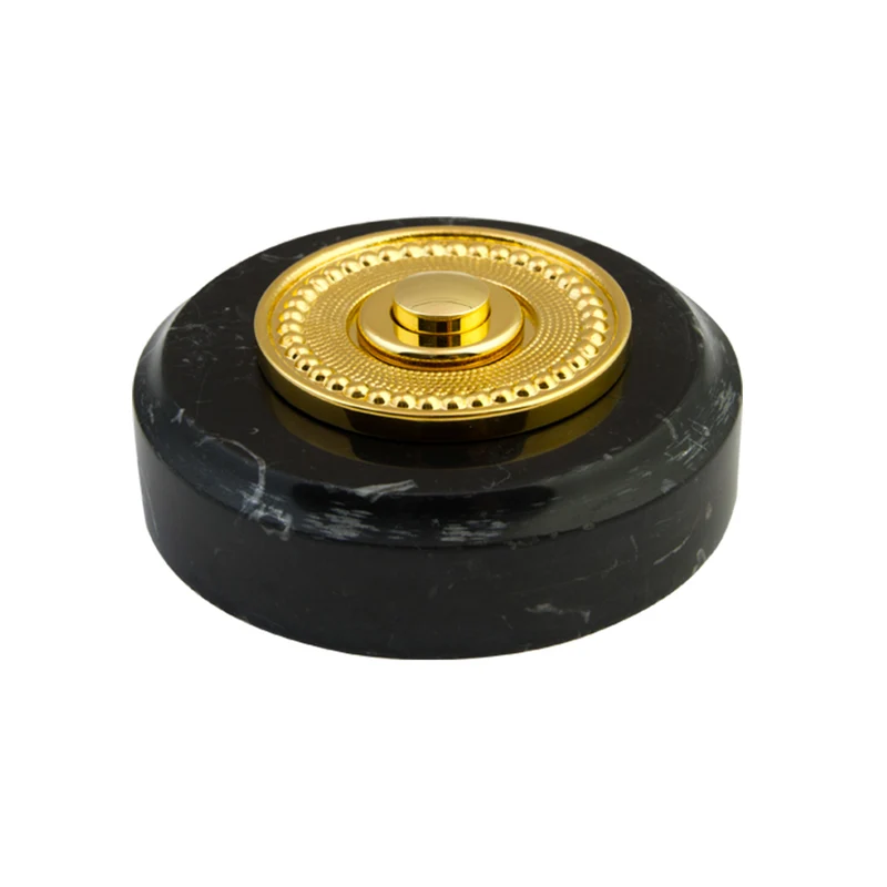Sonnette Toulouse filaire marbre noir collerette perlée laiton