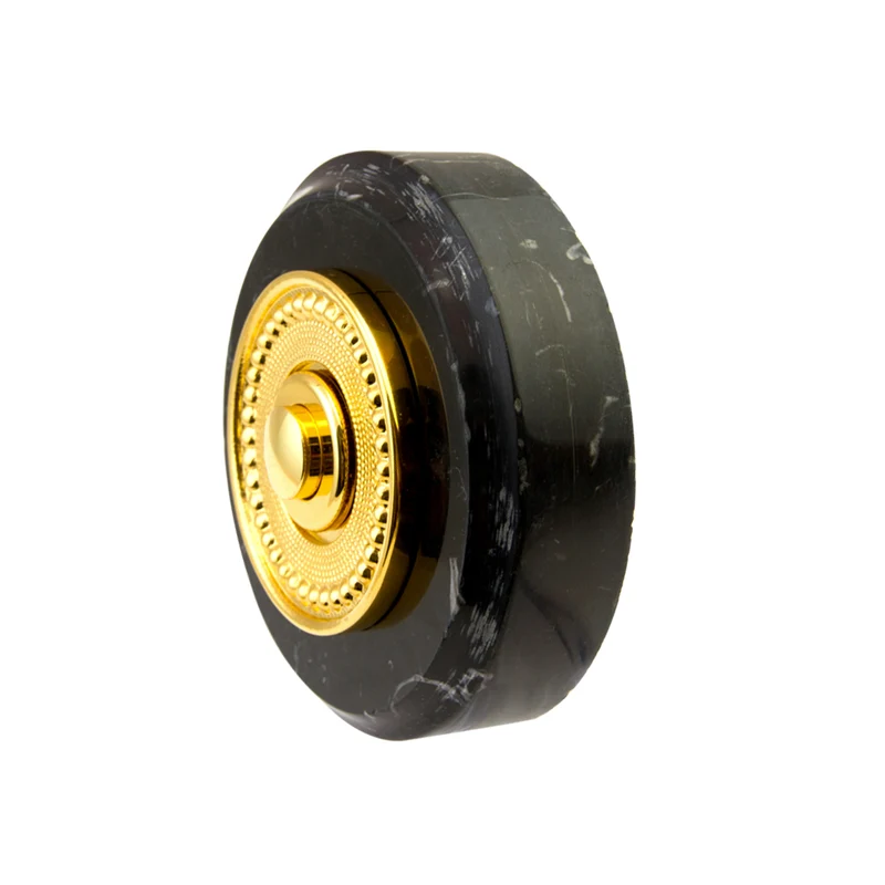 Sonnette Toulouse filaire marbre noir collerette perlée laiton