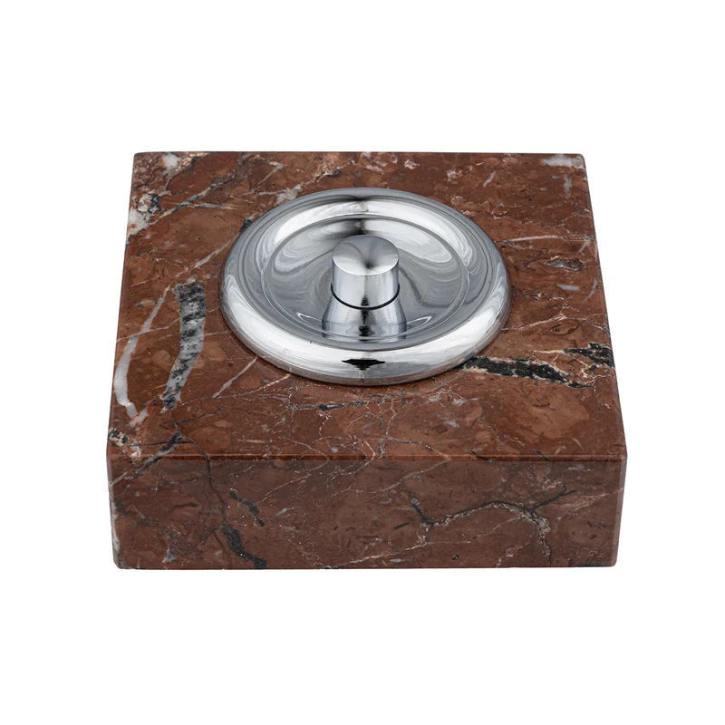 Sonnette filaire marbre royal rouge collerette chrome