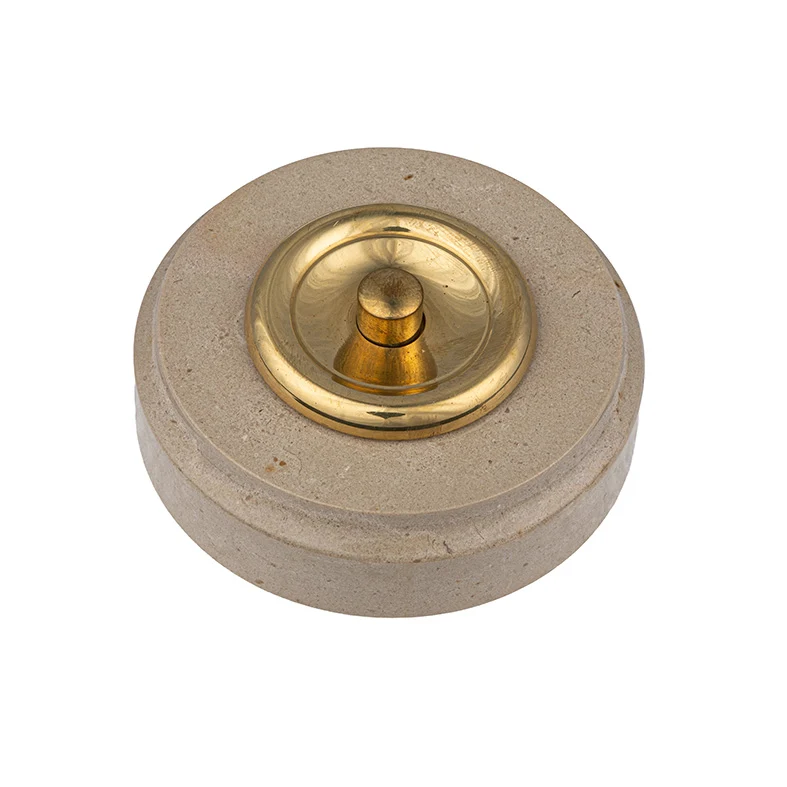 Sonnette filaire marbre royal beige collerette laiton