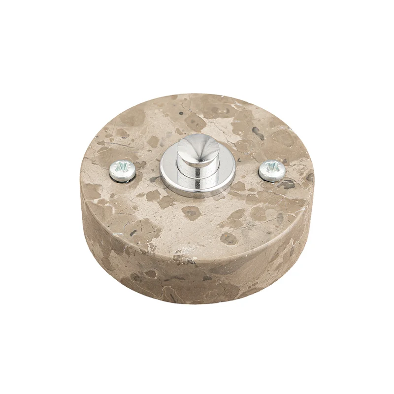 Sonnette filaire marbre royal gris taupe bouton chrome