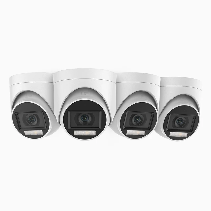 ADL500 - Lot de 4 Caméra de sécurité CCTV filaire à double lumière, f/1.2 Super Ouverture, signal de sortie 4-en-1, microphone intégré, IP67 résistant aux intempéries