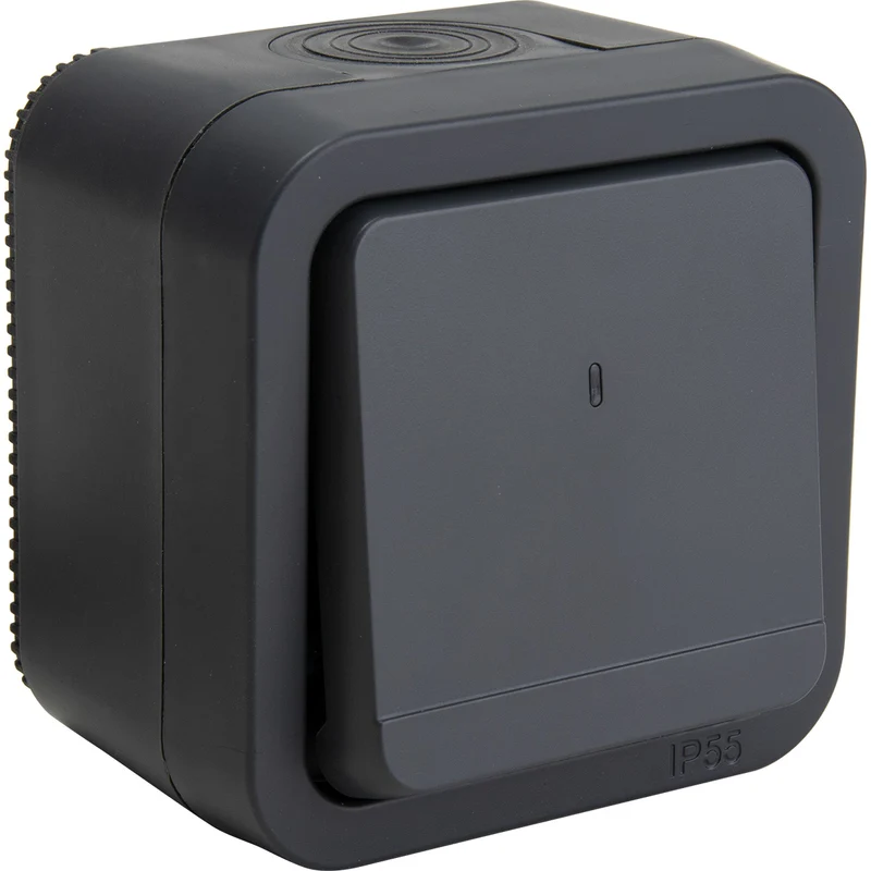 Bouton poussoir étanche IP55 bornes auto + voyant lumineux - en saillie - gamme Granite - Protec