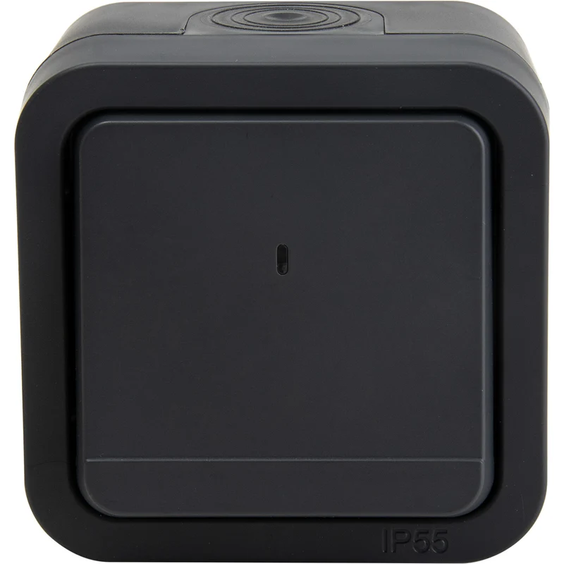 Bouton poussoir étanche IP55 bornes auto + voyant lumineux - en saillie - gamme Granite - Protec