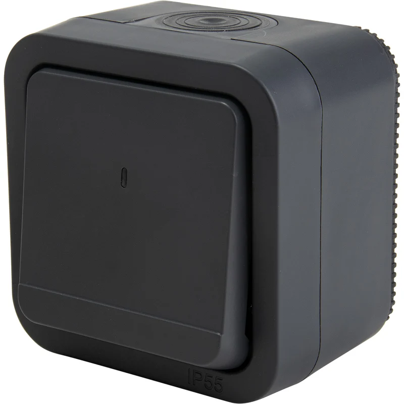 Bouton poussoir étanche IP55 bornes auto + voyant lumineux - en saillie - gamme Granite - Protec