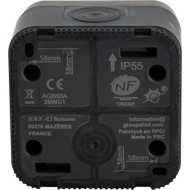 Bouton poussoir étanche IP55 bornes automatiques - en saillie - gamme Granite - Protec