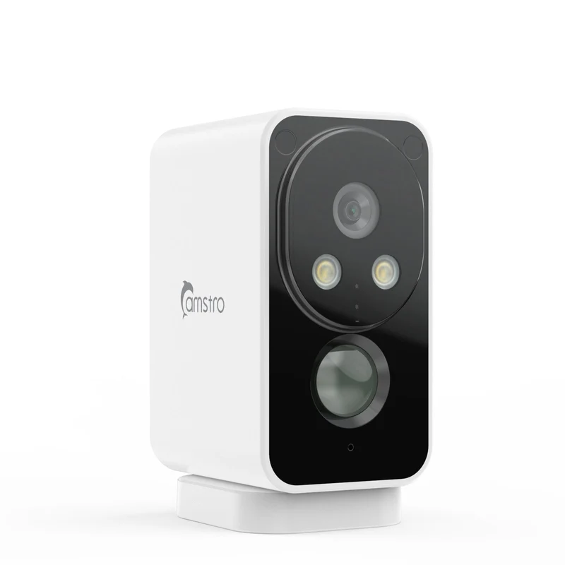 Camstro 2K Outdoor Wireless Camera Night Vision Color PIR Detection Two-Way Audio, IP66, Cloud/SD, Alexa, WiFi 2.4GHz, Rechargeable Battery