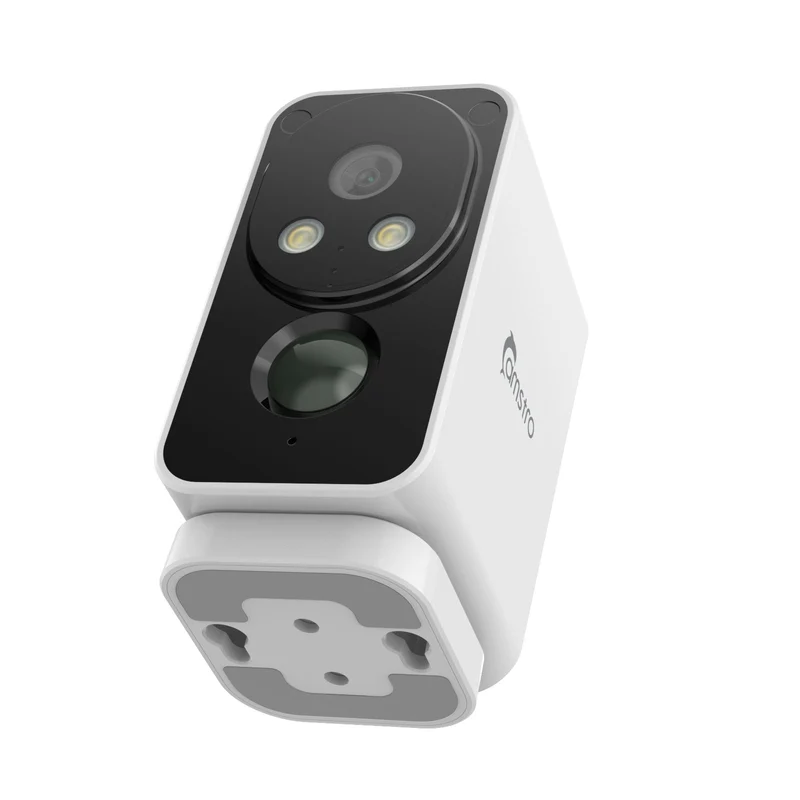 Camstro 2K Outdoor Wireless Camera Night Vision Color PIR Detection Two-Way Audio, IP66, Cloud/SD, Alexa, WiFi 2.4GHz, Rechargeable Battery