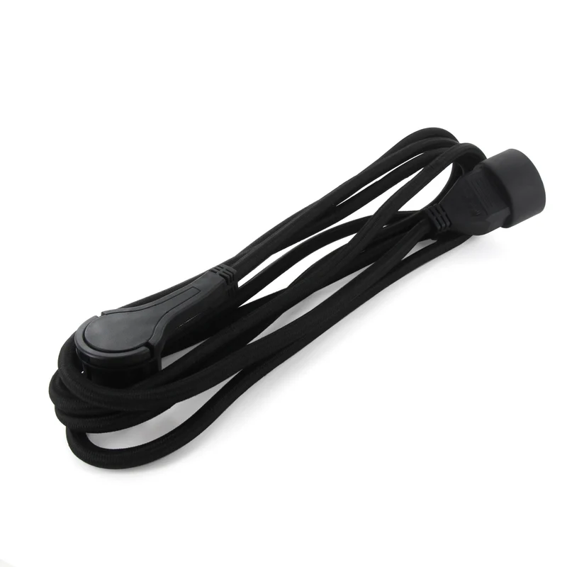 Black textile extension cord - with black flat plug - 5m (SCH)