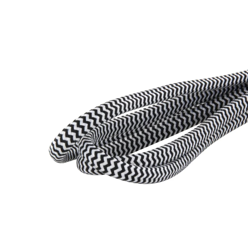 Textile extension cable black/white with black plug - 1,5m