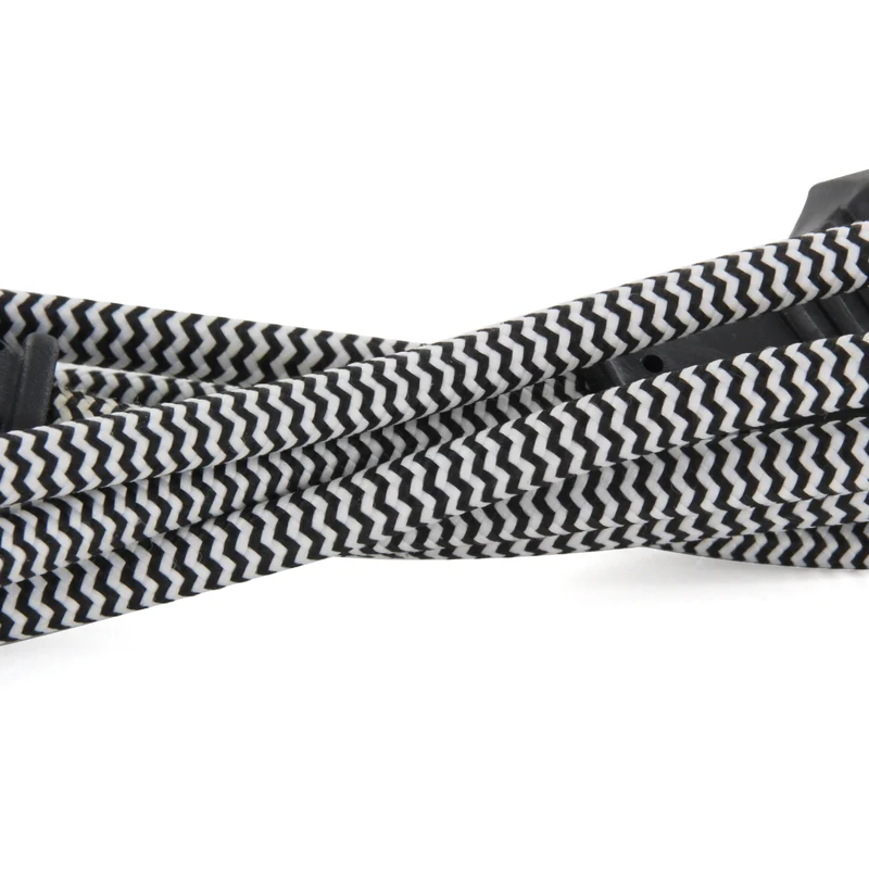 Textile extension cable black/white with black plug - 1,5m