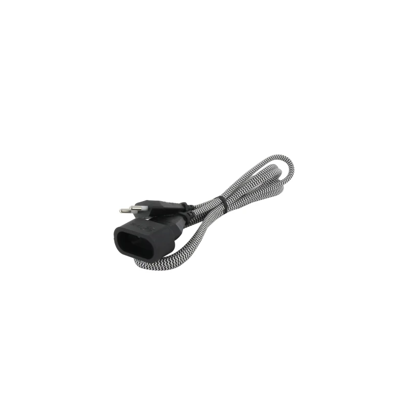 Textile extension cable black/white with black plug - 1,5m