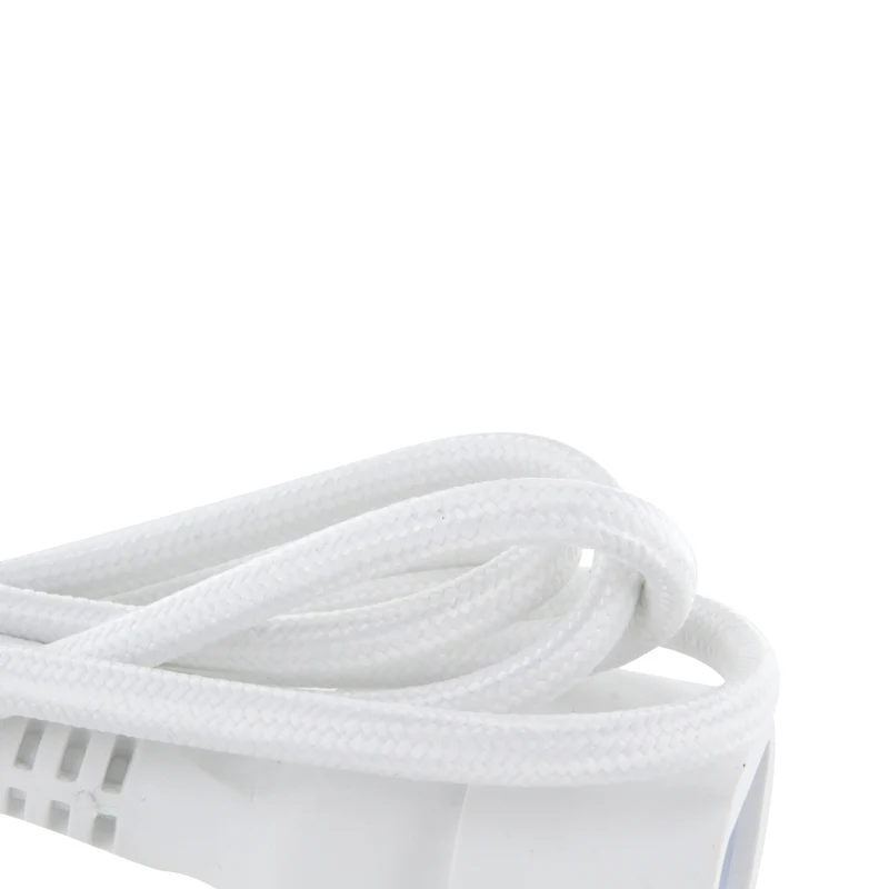 Textile extension cable white with white plug - 1,5m