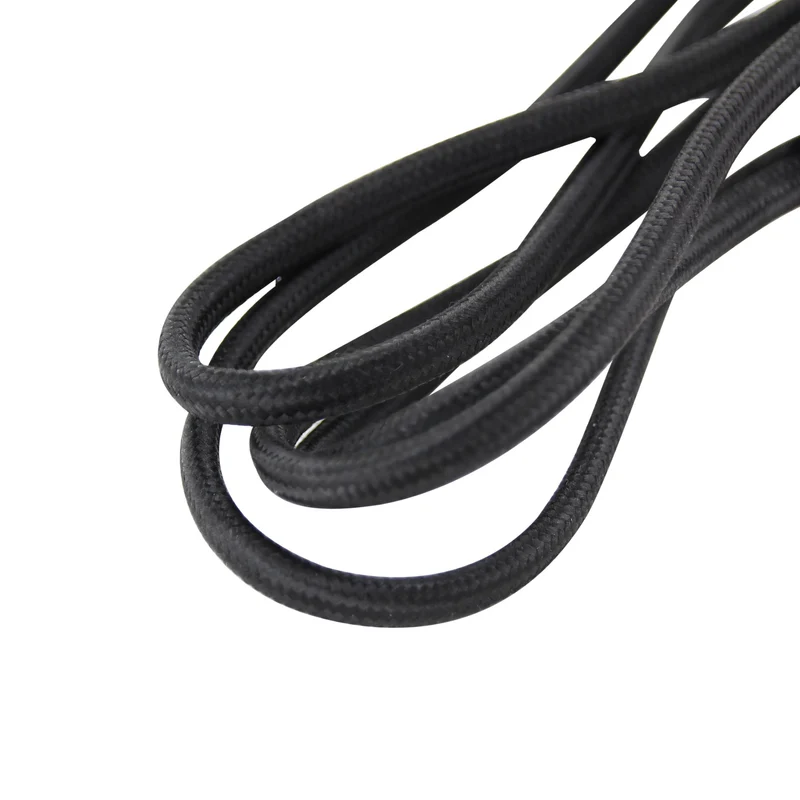 Textile extension cable black with black plug - 1,5m