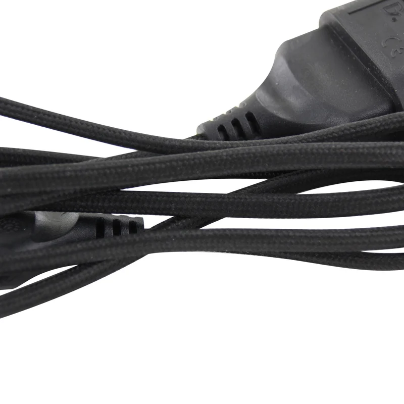 Textile extension cable black with black plug - 1,5m