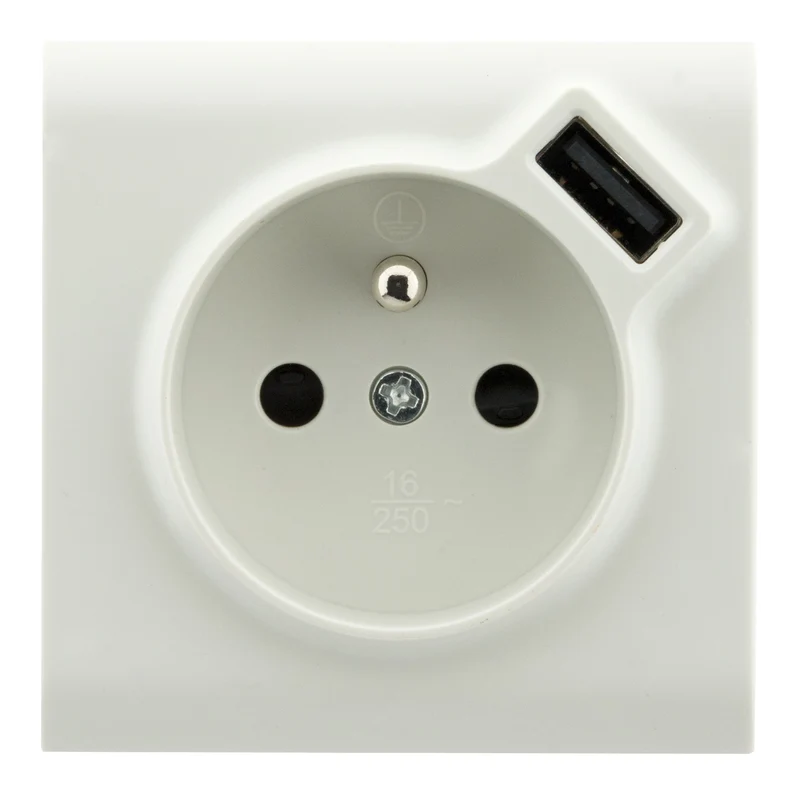 Prise 2P+T et USB en saillie - blanc - Zenitech