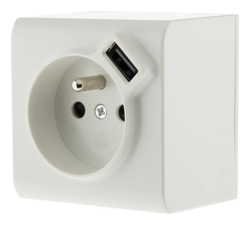 Prise 2P+T et USB en saillie - blanc - Zenitech